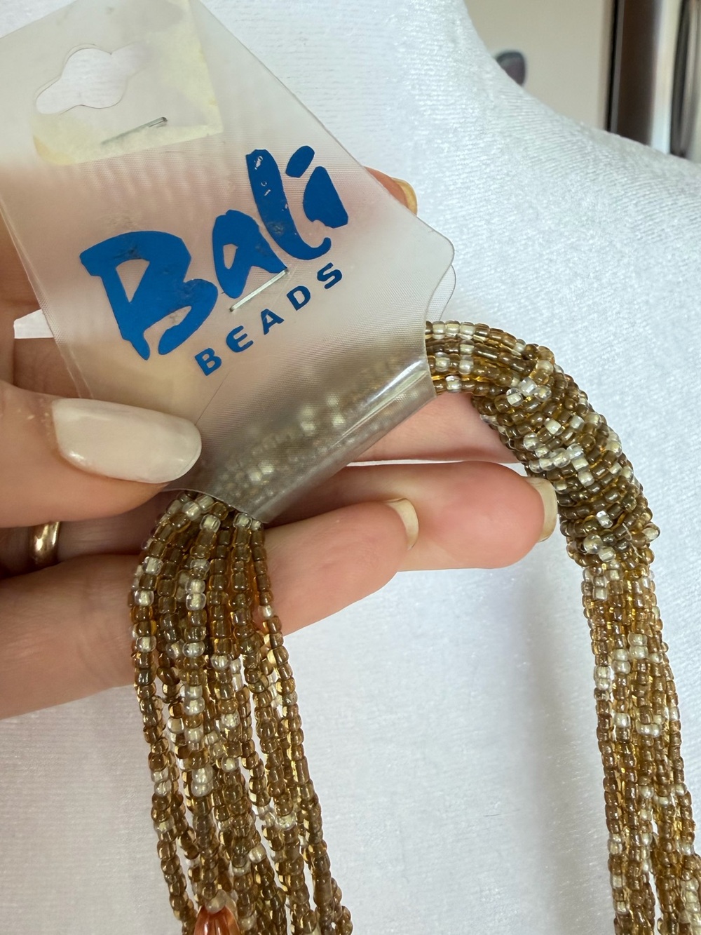 Y2K Thin Seed Bead Scarf Necklace Boho Festival Bali Beads Multi Strand - Picture 4 of 7